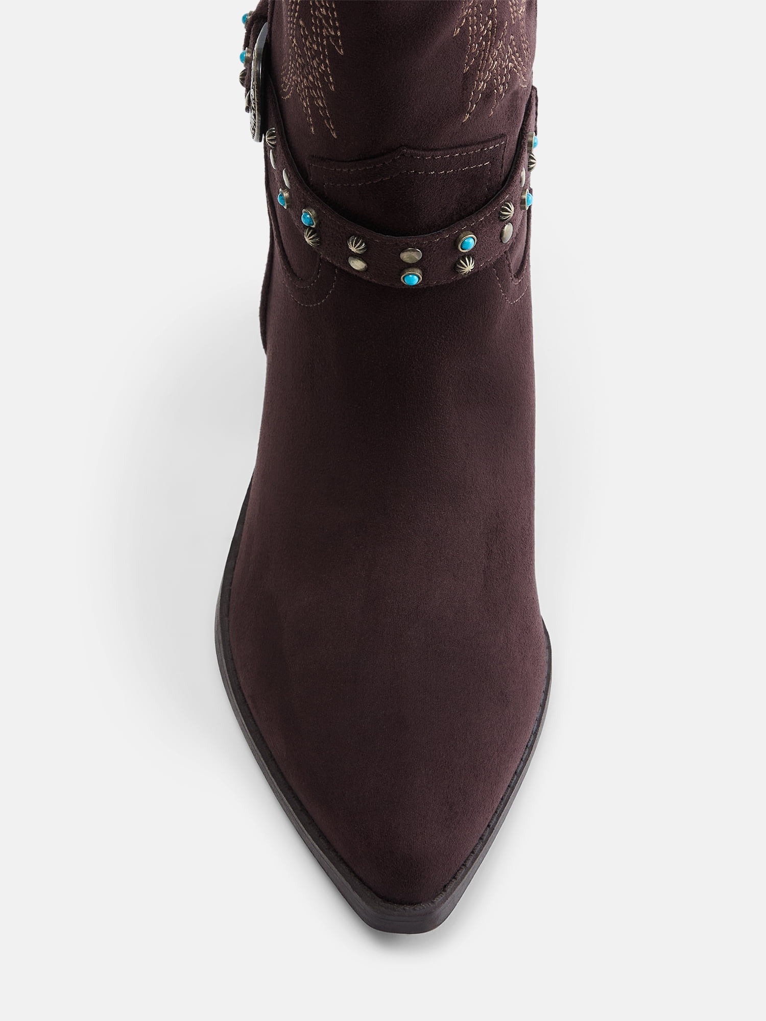 Madden NYC Women's Faux Suede Western Buckle Boots