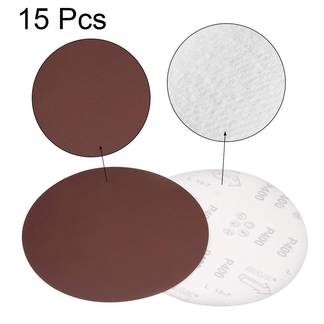 8-inch hook and loop sanding disc 400 grit aluminum oxide sandpaper for random orbital sanders wood metal dry grinding 15-pack