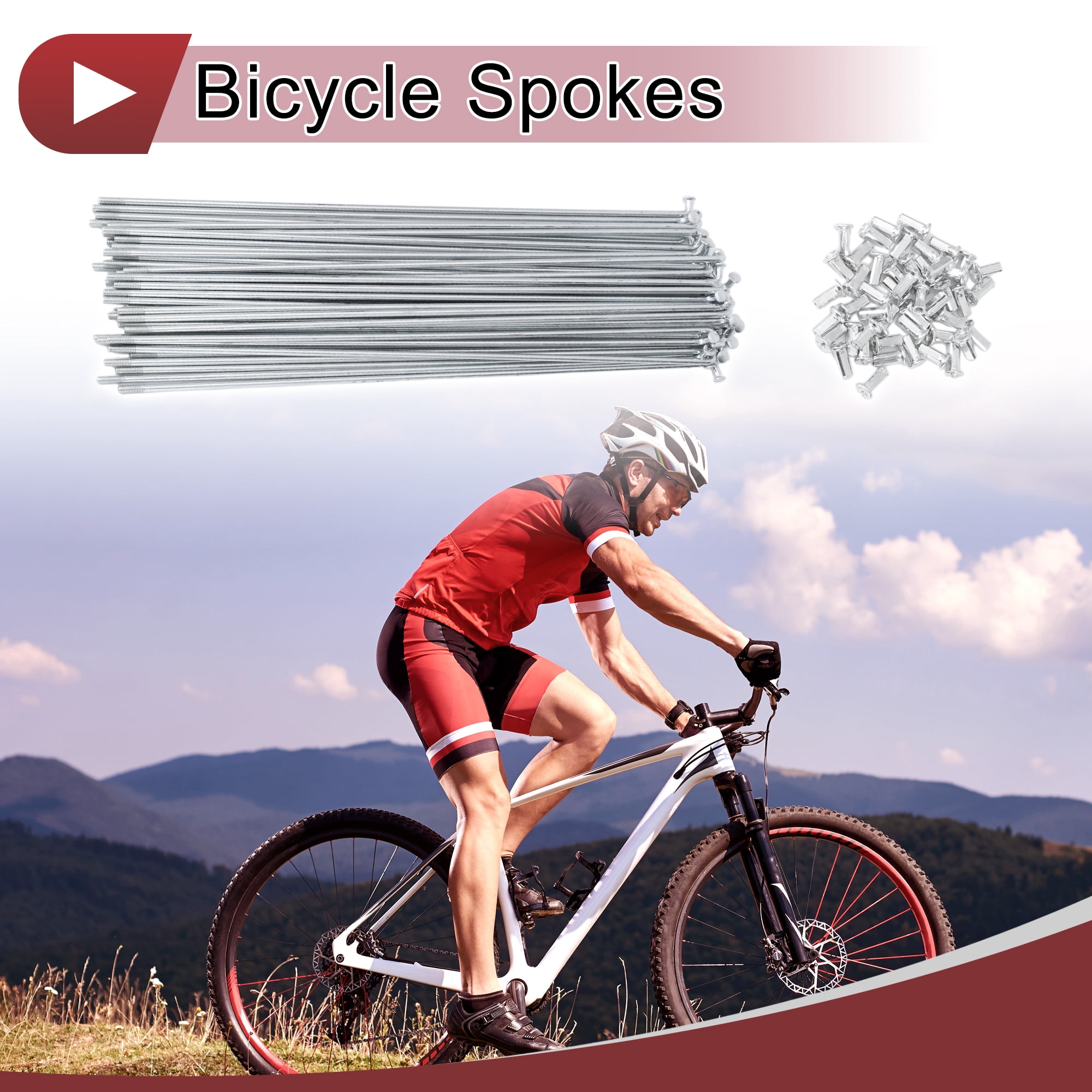 Unique Bargains 48Pcs 10G Bike Wheel Spokes Carbon Steel Galvanized Silver 10.24"