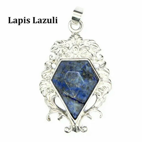 Natural Flower Crystal Cut Pentagon Pendant Necklace Chakra Stone Healing Reiki