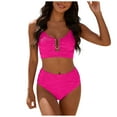 thumbnail image 1 of WUANDIXFA Bathing Suits Women High Waisted Bikini Fashion Cute Two Piece Retro Ruched High Waist Print Bikini Set Hot Pink,XS, 1 of 6
