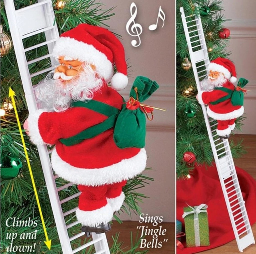 Electric Musical Santa Claus Singing Climbing Beads Hanging Christmas Tree Decor 