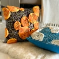 thumbnail image 3 of Brown Throw Pillow Cover, Modern Floral Pillow Cover, 12x12 inch (30x30 cm) Pillow Case, Art Silk Pillow Cover, Ribbon Marigold Rose Flower & Sequins - Chocolate Marigolds, 3 of 10