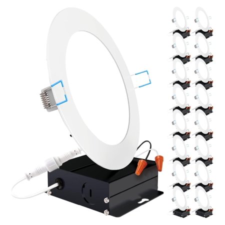 

Lachk 16 Pack 6 Inch Ultra Thin LED Recessed Ceiling Lights Slim 3000K Warm White Dimmable 14W Wafer Thin Canless with Junction Box -
