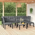 thumbnail image 1 of vidaXL 7 Piece Garden Lounge Set Black and Grey Poly Rattan, 1 of 5