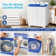 TABU 16.5lbs Portable Washing Machine, Electric Twin Tub Wash&Spin Combo,Semi-Automatic Washer,White&Blue
