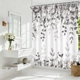 thumbnail image 4 of Gray Eucalyptus Leaves Shower Curtain, Watercolor Floral Nature Botanical Plants Bathroom Curtain, Waterproof Fabric High Fashion Shower Curtain Set with Hooks, 60X70in, 4 of 5