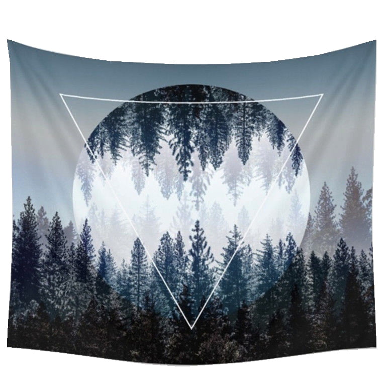 Funeon Snow Mountain Tapestry Wall Hanging Cool Sun Tapestry Nature Forest Tapestry for Bedroom Teen Girls Small Cute Landscape Blue White Orange Tapestry for Wall Indie Room Decor Aesthetic 59x59inch