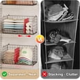 thumbnail image 6 of X-COSRACK 5-Tier Hanging Closet Organizer, Metal Wire Modular Storage Baskets with Dividers & Hooks, Anti-Sag Wardrobe Shelf, Black, 6 of 10