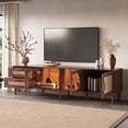 thumbnail image 2 of PORKISS LED TV Stand for 80 Inch TV, Entertainment Center with LED Lights and Storage Shelves, Media Console with Glass Transparent Board for Living Room, Dark Brown, 2 of 10