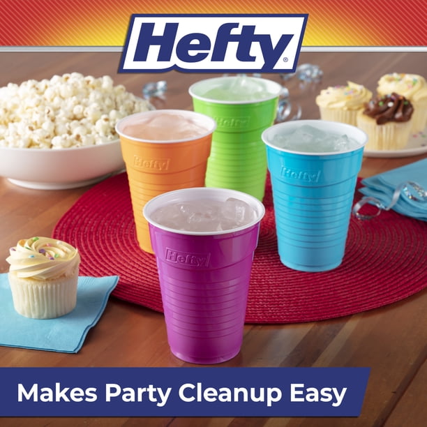 Hefty Disposable Plastic Cups 16 oz Assorted Colors, Durable, Easy Cleanup, 100  Count - Walmart.com