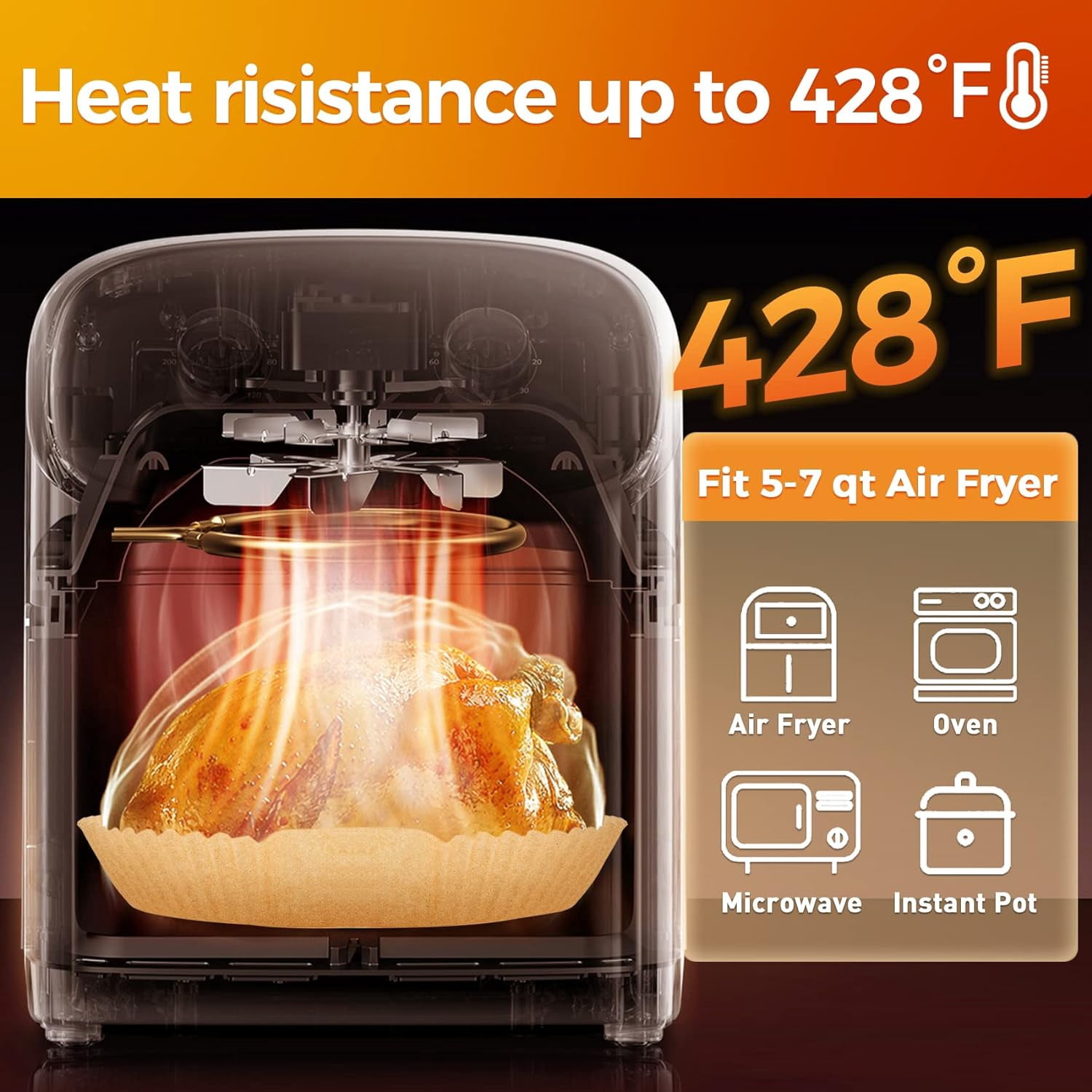 Ncheli Air Fryer Liners Disposable Square-Shaped 100 Count 8"