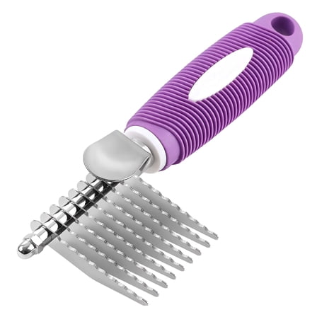ACDANC Poodle Dematting Fur Rake Comb Brush for Dogs and Cats, 2.3" X 2" Steel Safety Blades Metal Comb for Detangling Matted Or Knotted Undercoat Hair