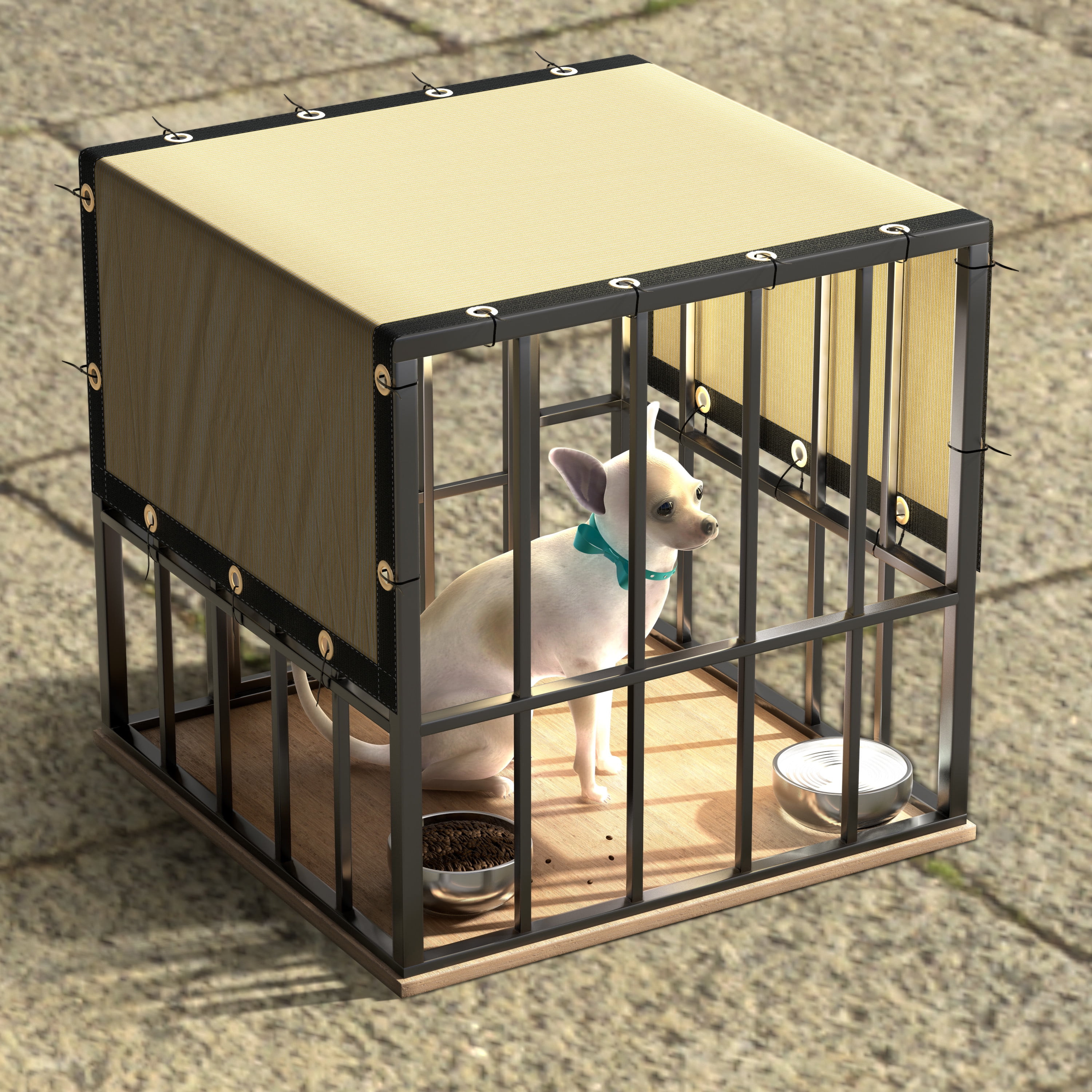 ColourTree 90% 4' x 4' Beige Custom Size Dog Shade Cover Canopy Shade Cloth/ Privacy Screen with Grommets for Pergola, Outdoor, Patio, Garden Fence, Apartments Railing （We Make Custom Size )