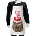 thumbnail image 1 of 16th Birthday Kids Apron, Delicious Cake with Burning Candlestick and Cherry Yummy Tasty Dessert Image, Boys Girls Apron Bib with Adjustable Ties for Cooking Baking Painting, Multicolor, by Ambesonne, 1 of 2