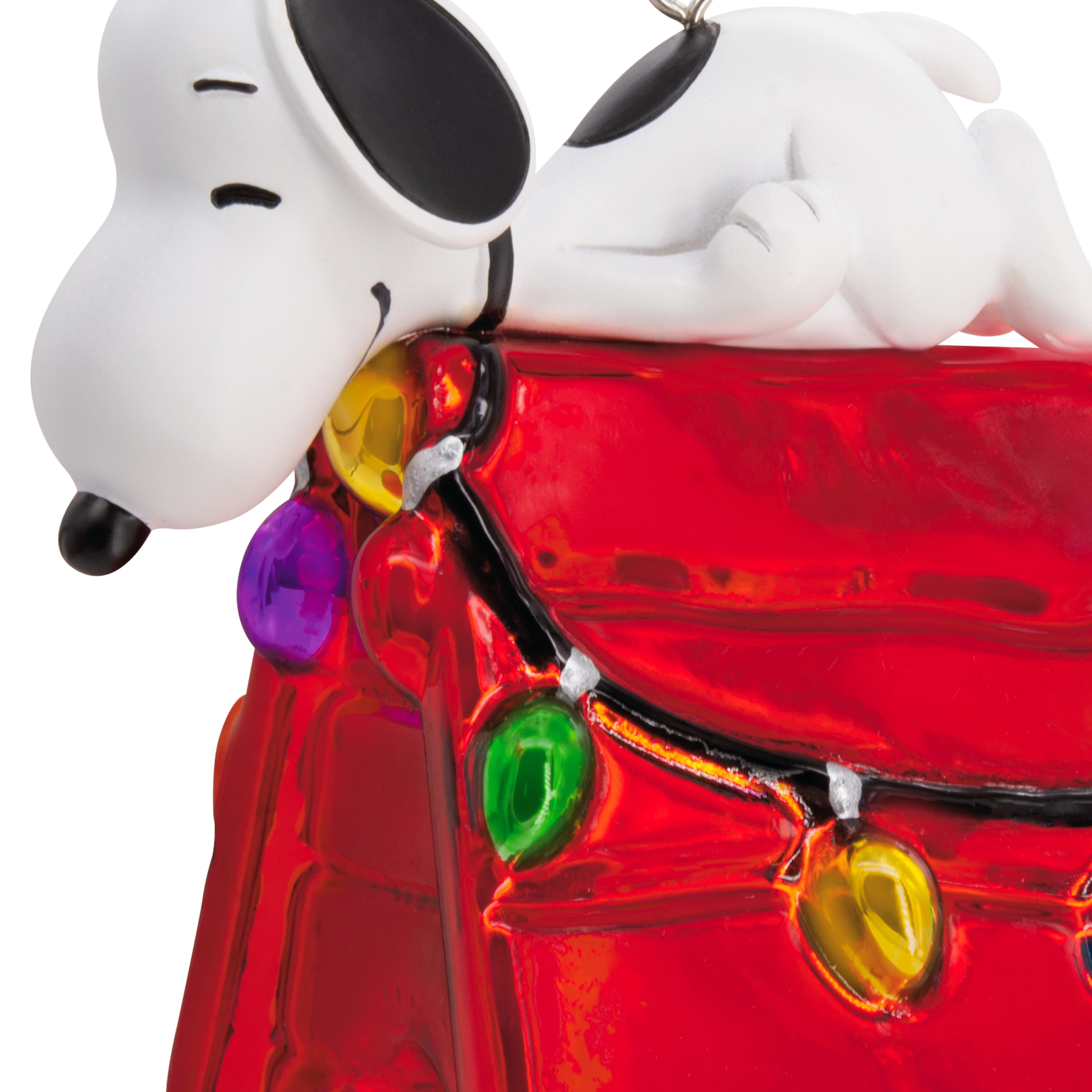 Hallmark Peanuts Snoopy on Holiday Doghouse Christmas Ornament, Blown Glass
