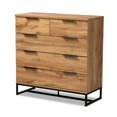 thumbnail image 2 of Baxton Studio Franklin Modern and Contemporary Oak Finished Wood and Black Finished Metal 5-Drawer Bedroom Chest, 2 of 9