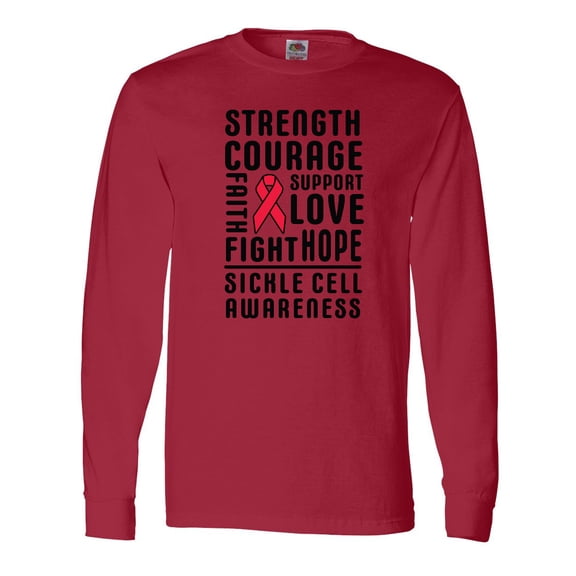 Inktastic Sickle Cell Awareness Strength Courage and Support Long Sleeve T-Shirt