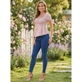 thumbnail image 4 of DARING DIVA Women's Puff Sleeve Floral Sweetheart Neck Ruffle Peplum Top L Pink, 4 of 6