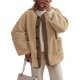 thumbnail image 1 of Abrigos de Invierno para Mujer, de Larga, con Botones, Chaquetas de Forro Suave, Ropa de Abrigo, Moda de Otoño Caqui L, 1 of 9