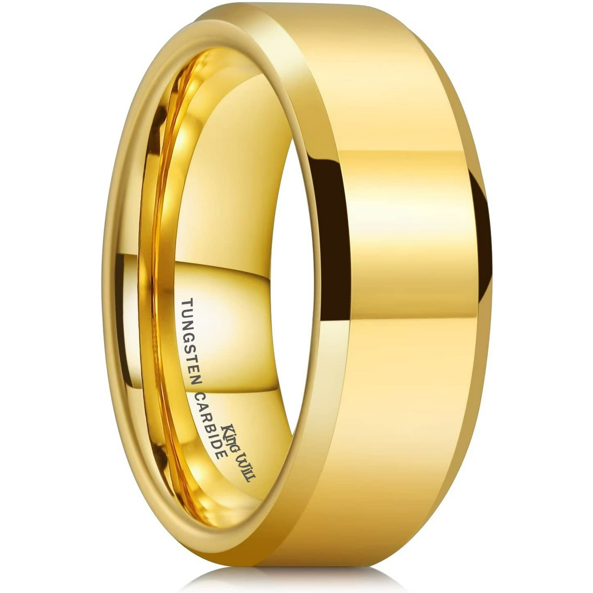 King Will GLORY Tungsten Carbide Wedding Rings for Men Women, 8mm Width Tungsten Wedding Band High Polish Finish Beveled Polished Edge Comfort Fit 10