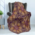 thumbnail image 4 of Purple Mandala Soft Flannel Fleece Throw Blanket, Bohemian Motif Style Design Universe Image, Cozy Plush for Indoor and Outdoor Use, 50" x 60", Purple Yellow, by Ambesonne, 4 of 5
