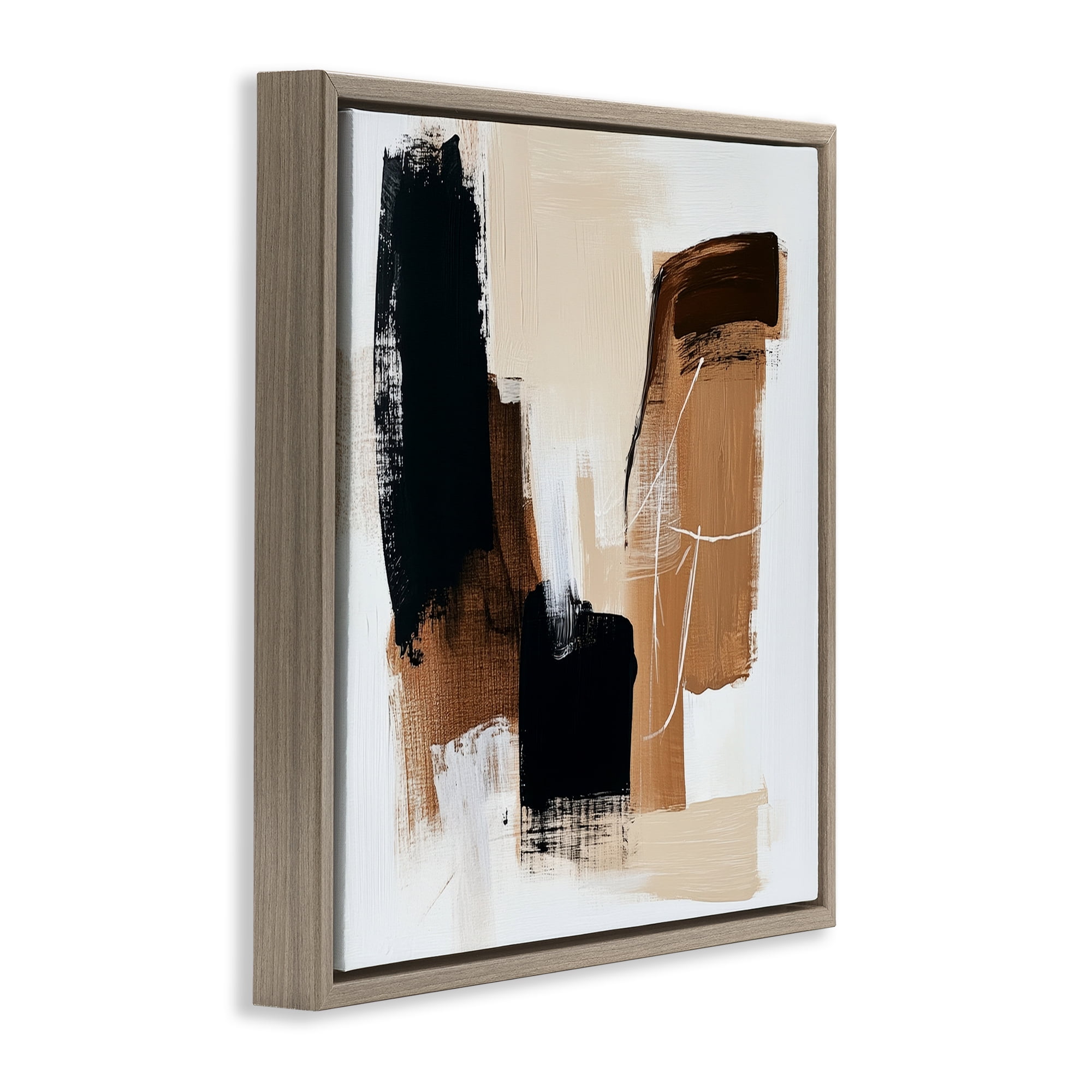 Stupell Industries Earthy Hues Neutral Balance Brown Framed Floater Canvas Wall Art, design by Petal Prints Design