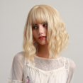 thumbnail image 3 of Pretfy 38cm Short Hair Wigs Sexy Wavy Blonde Hair Wig with Bang Heat Resistant Synthetic for Women Cosplay Party Daily Use, 3 of 4
