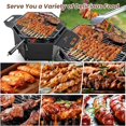 thumbnail image 6 of HAPPYGRILL Portable Charcoal Grill Stove, Outdoor Hibachi Grill Smoker w/ 360° Rotatable Grill, Foldable Body & Legs, Heavy-duty BBQ Grill w/Handles for Cooking & Heating, 6 of 9