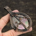 thumbnail image 4 of Natural Mother Of Pearl Gemstone Handmade Copper Wire Wrap Pendant 3.62", 4 of 5