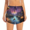thumbnail image 2 of Disketp Magical Bees Twilight River Women's Shorts Workout Shorts for Athletic Gym Running Shorts with Phone Pockets-Medium, 2 of 7