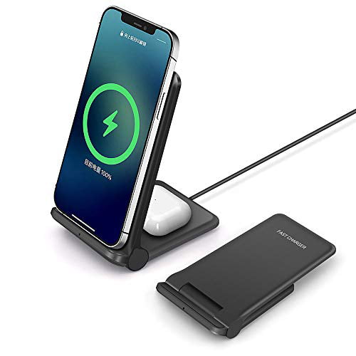 25W Wireless Charger,Foldable 2 in 1 Wireless Charging Station for Apple iPhone 13/13 Pro/12/12 Pro/11/SE/X/8/Airpods,PDKUAI 15W Fast Dual wireless induction charge Stand For Samsung phone/Galaxy Buds