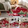 thumbnail image 5 of Round Area Rug 7 Ft, Red Christmas Washable Non-Slip Circle Carpet for Living Room/Bedroom, Truck Birds Xmas Tree Snowflake Wooden Low-Profile Large Runner Mat Collection Rugs for Indoor, 5 of 8