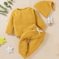 thumbnail image 2 of Towmus Toddler Baby Boy Fall Winter Clothes Corduroy Outfits Casual Solid Color Pullover Sweatshirt Tops Pants Hat 3Pcs Sets, 2 of 7