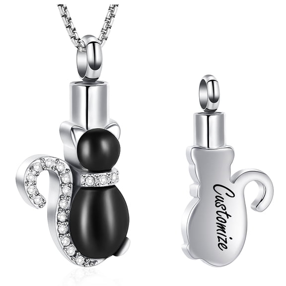 Crystal Cat Cremation Jewelry Urn Necklace for Ashes for Pet Ashes Keepsake Urn Necklace Pendant Memorial Jewelry