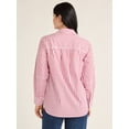thumbnail image 3 of Free Assembly Women’s and Women's Plus Button Front Boxy Cotton Tunic Shirt with Long Sleeves, Sizes XS-4X, 3 of 5