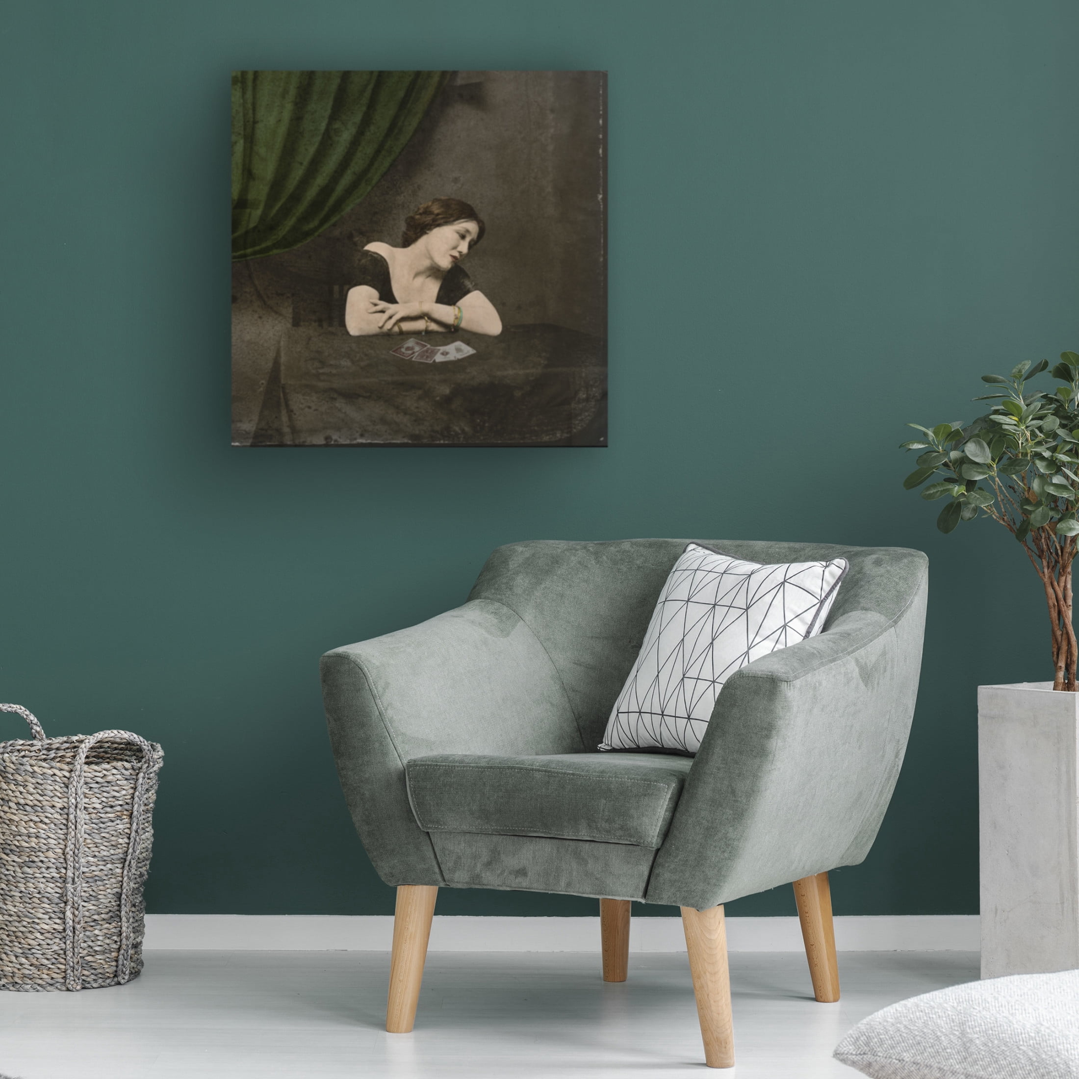 Canvas Wall Art - Saskia Dingemans 'Card Divining Victorian Lady' Wall Art for Living Room, Bedroom, or Office Décor by Trademark Fine Art - 35 x 35 Inches