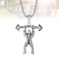 thumbnail image 4 of Style Bodybuilder Charm Neck Chain Titanium Steel Muscle Men with Barbell Pendant Necklace for Men, 4 of 8