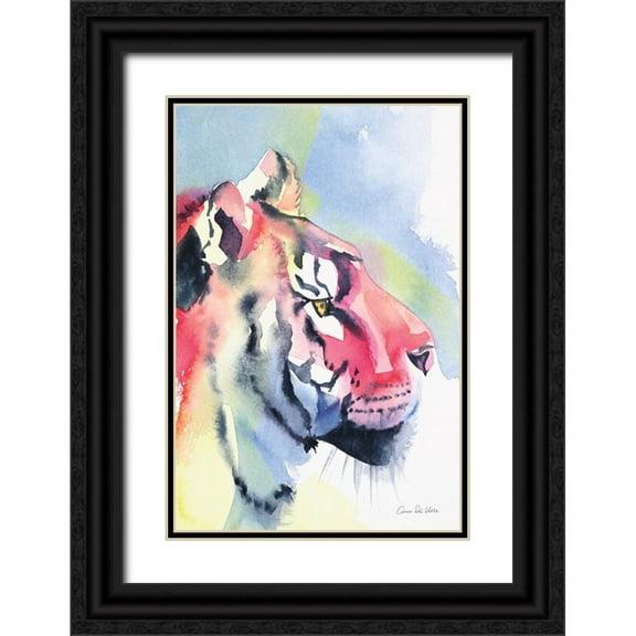 Del Valle, Aimee 11x14 Black Ornate Wood Framed with Double Matting Museum Art Print Titled - Tiger Portrait