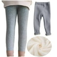 thumbnail image 2 of LLYWEY Girls Fleece Lined Leggings - Kids Cotton Winter Pants - Toddler Girl Soft Warm Ribbed Knitted Thick Thermal Tights Pants Slim Leg Pull On Leggings Gray 8-9T, 2 of 4