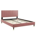 thumbnail image 2 of Modway Peyton Modern Style Velvet Queen Platform Bed in Dusty Rose Pink, 2 of 10