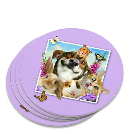 

Pets Selfie Picture Dog Cat Guinea Pig Rabbit Novelty Coaster Set