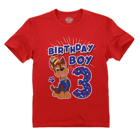 

Tstars Boys 3rd Birthday Gift Birthday Gift for 3 Year Old Official Paw Patrol Chase Birthday Shirts for Boy Graphic Tee Boys B Day Birthday Party Toddler Kids T Shirt