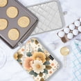 thumbnail image 5 of Beige Warm Flowers Oven Mitts Pot Holders 2 pcs Heat Resistant for Kitchen Baking Grilling, 5 of 7