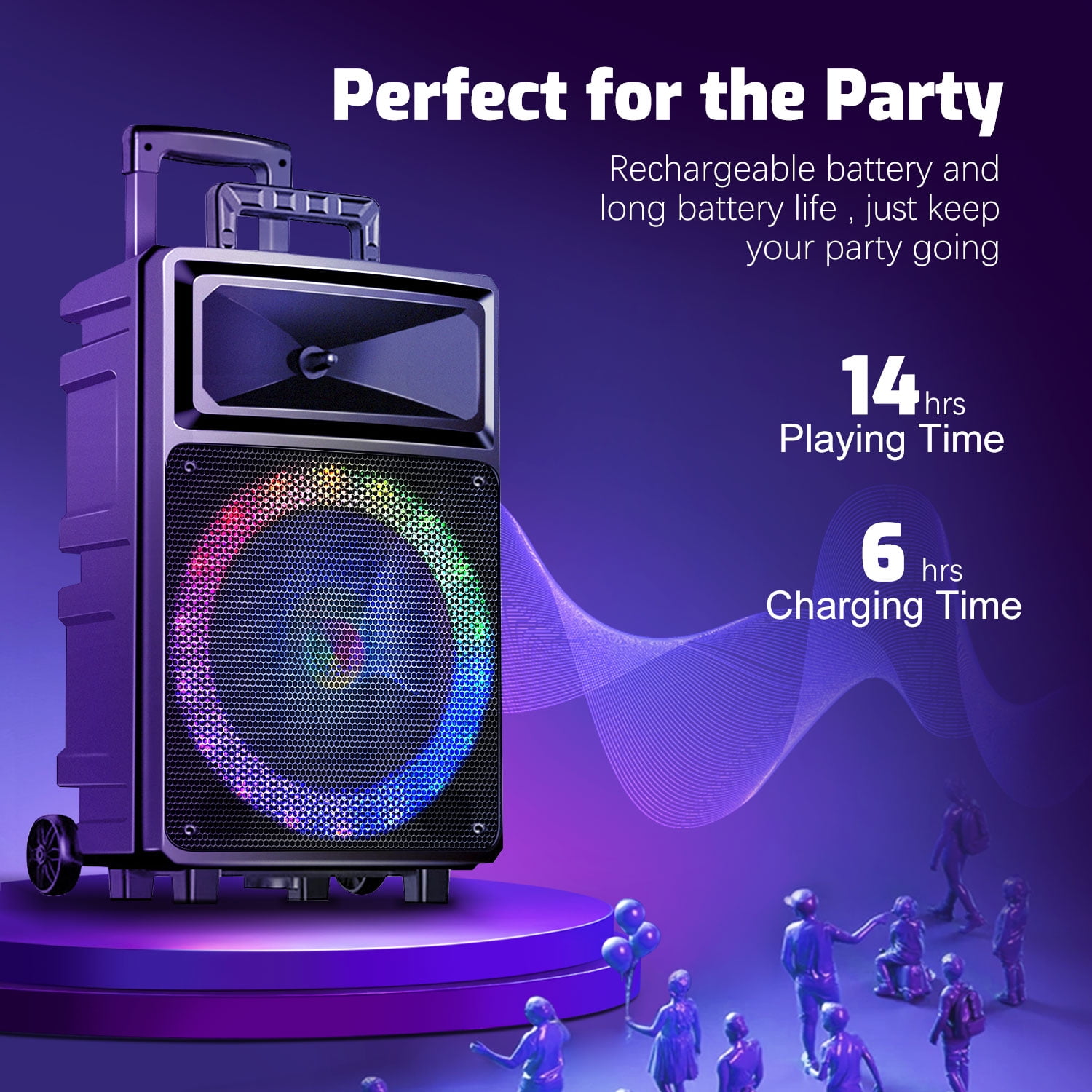 Karaoke Machine with 2 Wireless Microphones, Bluetooth Speaker, Portable PA System - Karaoke, FM Radio, 12