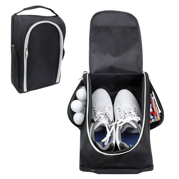 Kabuer Golf Shoe Bag for Travel and Sport, Shoe Bag with Side Accessory Pockets, Black
