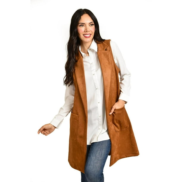 Chaleco largo tipo gamuza Roman Fashion /Juvenil, 2715 (Café) cafe M
