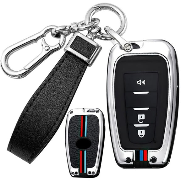 Luminous 3 Button Key Fob Cover Fit for Toyota 2018-2023 Camry RAV4 Highlander Avalon C-HR Prius Corolla GT86 Keyless Silicone & Metal Key Case with Keychain