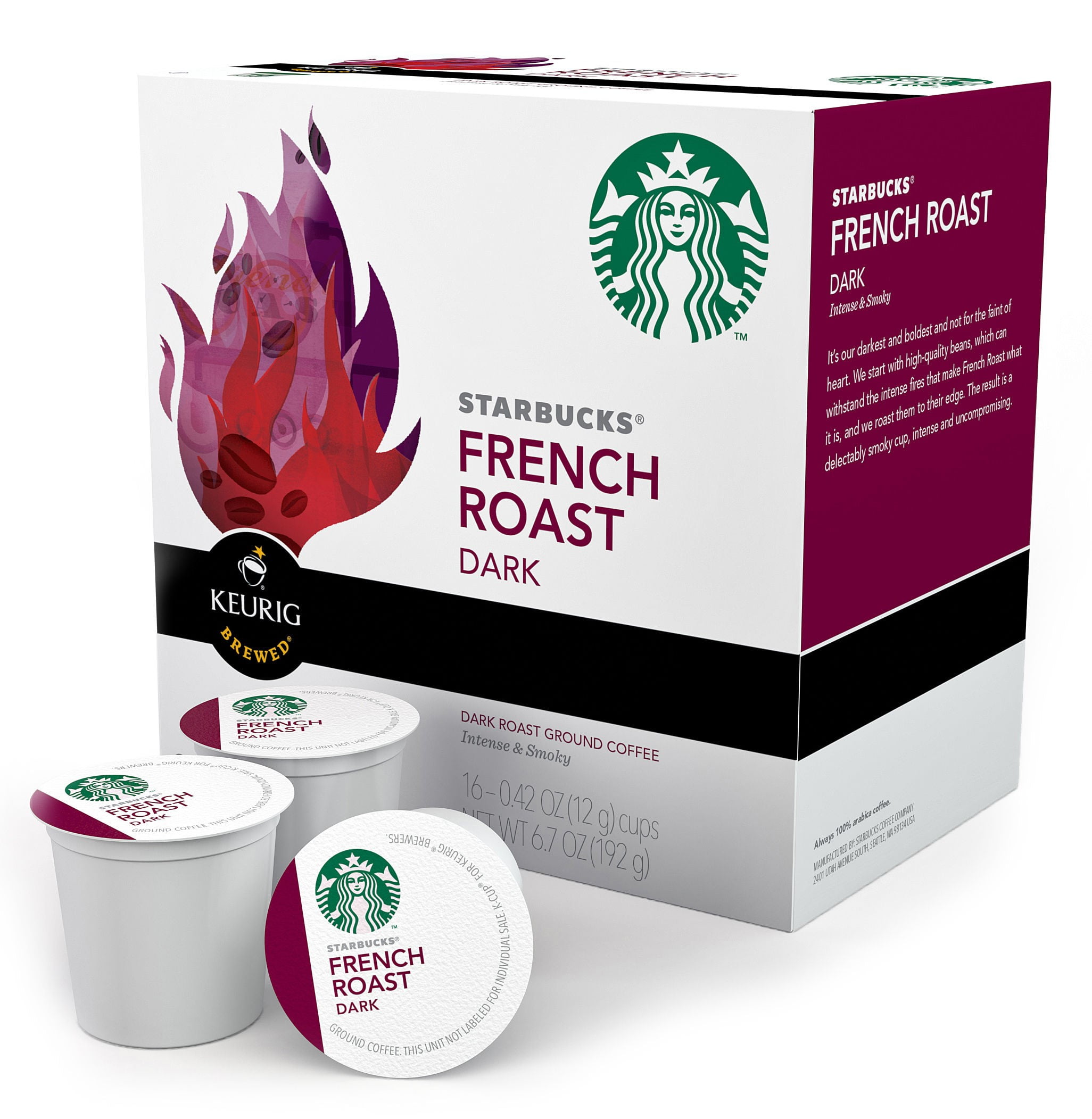 Starbucks French Roast Single Serve Coffee for Keurig, Original, 16 Ct