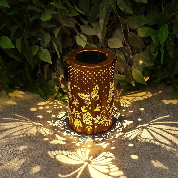 Solar Lantern Hanging Light Led Butterfly Garden Lamp Waterproof Decor Outdoor